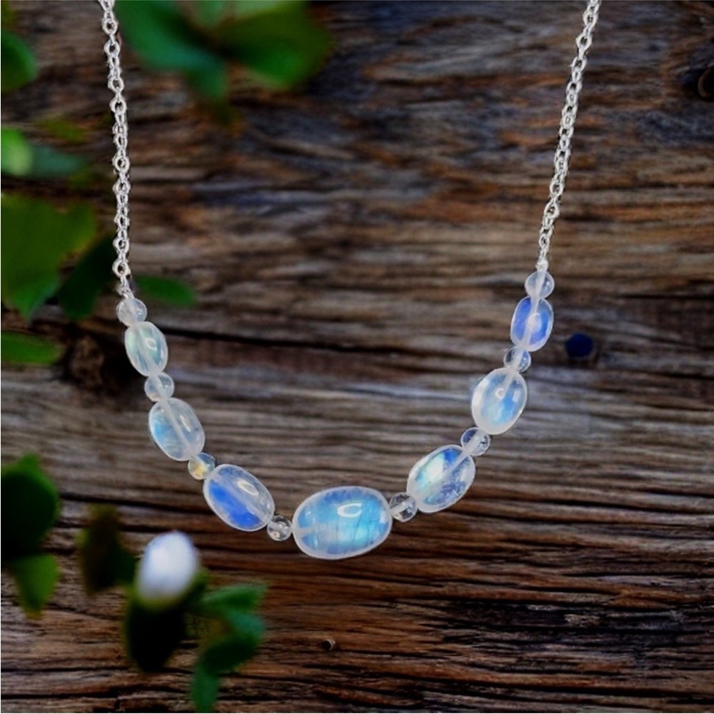 High Quality Genuine Rainbow Moonstone Necklace!